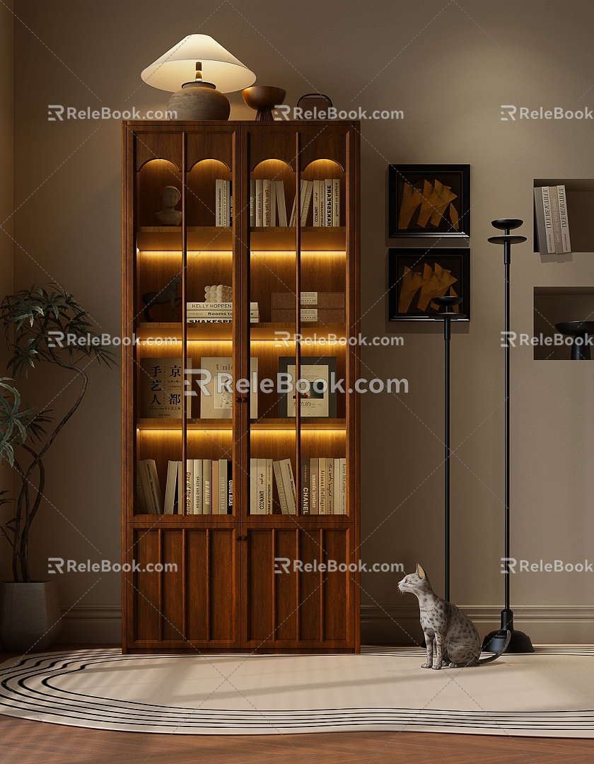 Middle Ancient Bookcase Middle Ancient Decorative Cabinet Middle Ancient Side Cabinet Middle Ancient Wine Cabinet 3d model