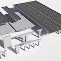 Bridge Construction Components Including Concrete Deck Piers And Support Beams 3d model