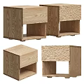 Modern Wooden Bedside Tables With Textured Surfaces And Open Shelf Storage Design