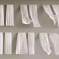 Elegant White Sheer Curtains Displayed In Various Flowing Hanging Styles 3d model