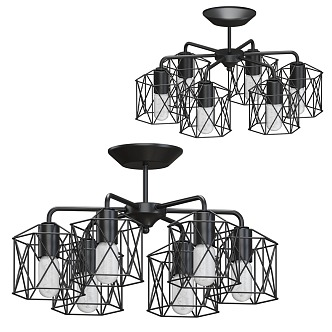 Metal Chandelier Restaurant Chandelier Lamps 3d model