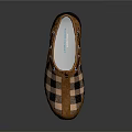 Brown And Black Plaid Pattern Slippers With Comfortable Sole Design 3d model