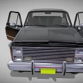 Black Classic Pickup Truck With Open Door Interior Seats And Alloy Wheels