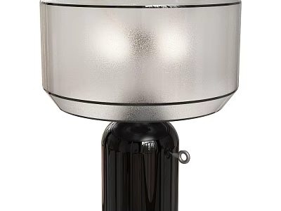 Modern Table Lamp With Sleek Silver Lampshade And Black Cylindrical Base 3d model