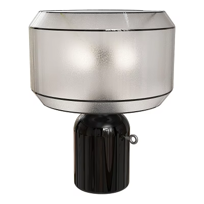 Modern Table Lamp With Sleek Silver Lampshade And Black Cylindrical Base 3d model
