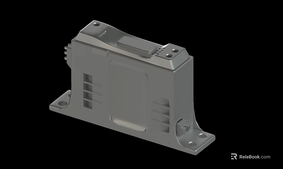 Gray Metal Mechanical Component With Screw Holes And Ventilation Slots Design 3d model 