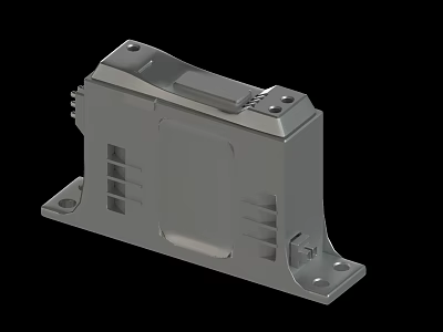 Gray Metal Mechanical Component With Screw Holes And Ventilation Slots Design 3d model