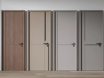 Modern Interior Hinged Doors In Various Colors With Sleek Design And Handles 3d model