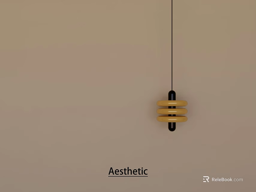 Aesthetic Golden Layered Rings Chandelier With Modern Minimalist Design And Beige Wall Background 3d model 