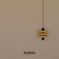 Aesthetic Golden Layered Rings Chandelier With Modern Minimalist Design And Beige Wall Background