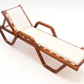 Modern Lounge Chair With Wooden Frame Curved Armrests And White Cushion