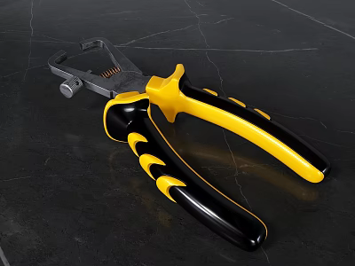 Durable Hardware Tool Pliers With Yellow And Black Ergonomic Handle For DIY Tasks 3d model