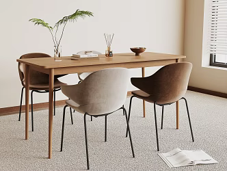 Modern Dining Table and Chair 3d model