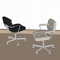Modern Black and White Leather Office Chair with Tufted Design and Swivel Wheels