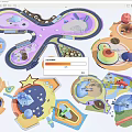 Colorful Interactive Children's Playground Design With Various Shapes And Fun Elements 3d model