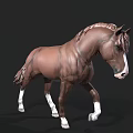 Realistic Brown Horse Sculpture With White Legs And Long Mane