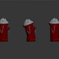 Three Red Fire Hydrants With Silver Tops And Hanging Chains Design