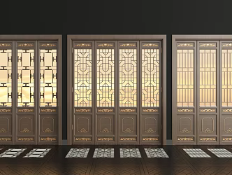 Chinese-style flower-cut window 3d model