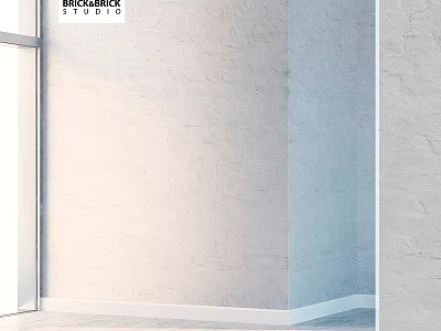 White Brick Wall Component In Minimalist Interior Corner With Clean Design 3d model