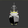 Water Transport Military Warship With Hull Number 571 Deck Antennas Yellow Device And Red Gear