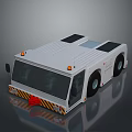 White Industrial Utility Vehicle Featuring Black Top Panels Large Windows And Yellow Black Warning Stripes