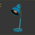 Blue Industrial Table Lamp With Tilted Shade And Round Base Design