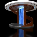 Modern PC Water Cooling System with Blue Flowing Water and Circular Base Design 3d model