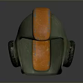 Futuristic Helmet Design With Orange Accent And Green Textured Surface