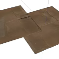 Two Brown Folded Cardboard Sheets With Creases And Textured Surfaces 3d model