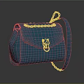 Stylish Turquoise Handbag With Gold Chain Strap And Decorative Metal Clasp