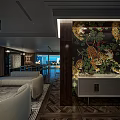 Modern Luxury Dining Living Room With Large Windows City View Black Bar And Metal Stools
