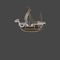 Game Movie Pirate Ship Character With White Sail Skull Flag And Figurehead Design