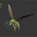3D Rendered Green Fantasy Creature With Leaf Like Wings And Insect Features