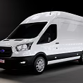 White Commercial Cargo Van Side View With Smooth Exterior And Black Accents