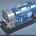 Industrial Motor Pump Unit With Blue Motor Silver Body And Black Base