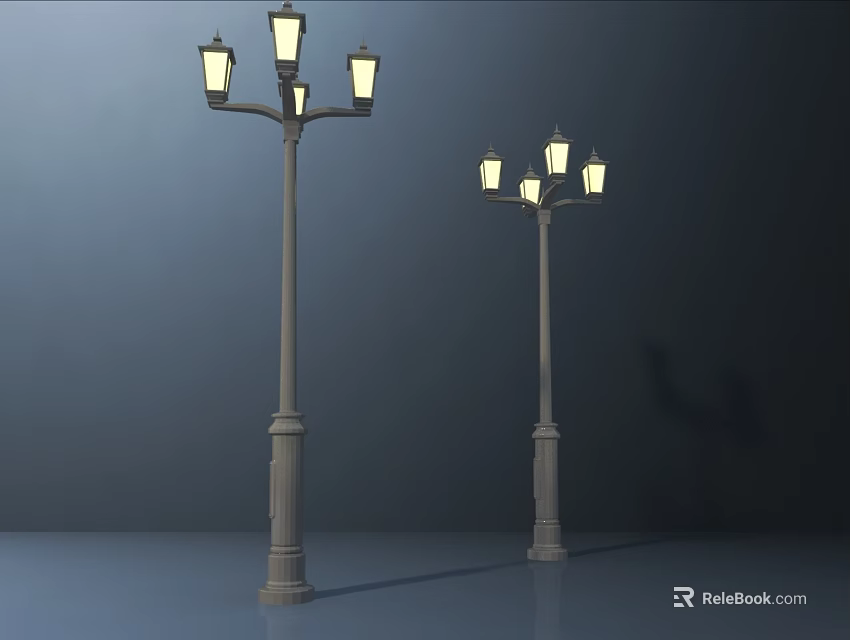 Classic Design Outdoor Lights Featuring Multiple Illuminated Lamps In Night Setting 3d model 