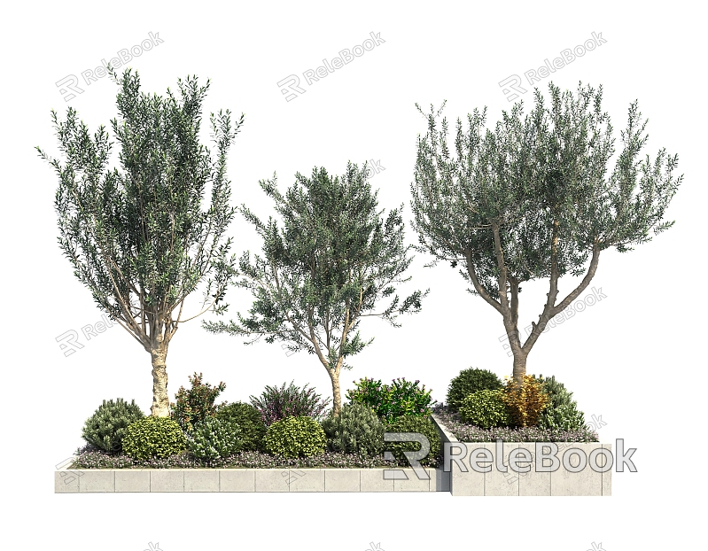 Modern flowerbed plant heap model