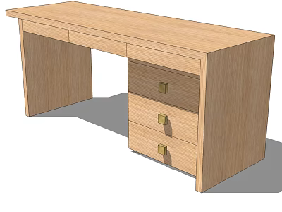 Simple Modern Wooden Desk With Functional Drawers And Natural Wood Finish 3d model