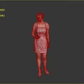 A Woman in Pink Checkered Dress Holding Pink Notebook Standing on Grey Background