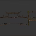 Rustic Wooden Scene Components With Planks Platforms And Support Frames 3d model