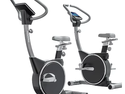 Modern Stationary Exercise Bikes with Digital Display and Comfortable Seats for Home Gym Workouts 3d model