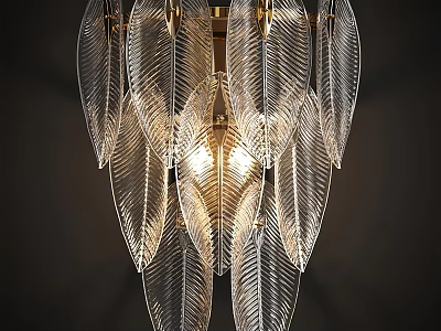 Luxurious Feather Shaped Transparent Wall Lamp With Golden Accents And Warm Light 3d model