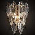 Luxurious Feather Shaped Transparent Wall Lamp With Golden Accents And Warm Light