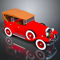 Vintage Red Convertible Car With Brown Canvas Top And White Spoke Wheels