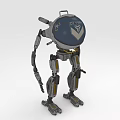 Mechanical Robot Character With Dome Shaped Head R2-734 Label And Metallic Structure