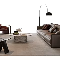 Modern Italian Sofa Coffee Table Combination Leather Sofa Single Sofa Floor Lamp Decoration Stool Side Table 3d model