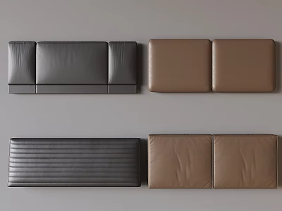 Leather Bed Headboards In Black And Brown With Smooth And Striped Designs 3d model