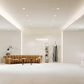 Elegant Modern Clothing Store Interior With Beige Sofa Mannequin And Lighting