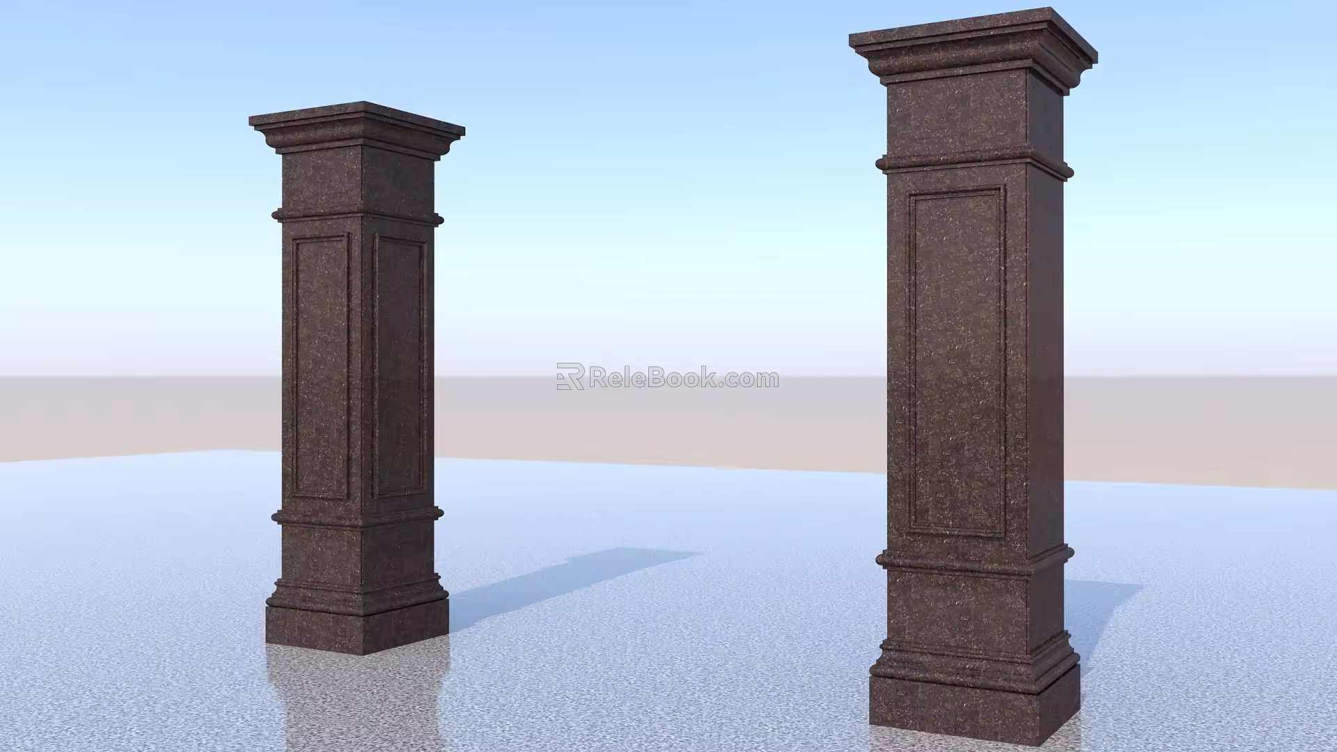 European style square stone column 3d model