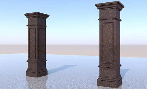 European style square stone column 3d model